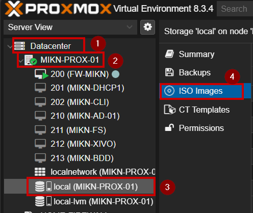 Ajouter une image iso proxmox VE