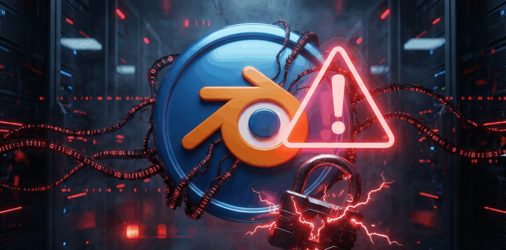 Illustration de sécurité contre le malware sur Blender et les scripts Python malveillants